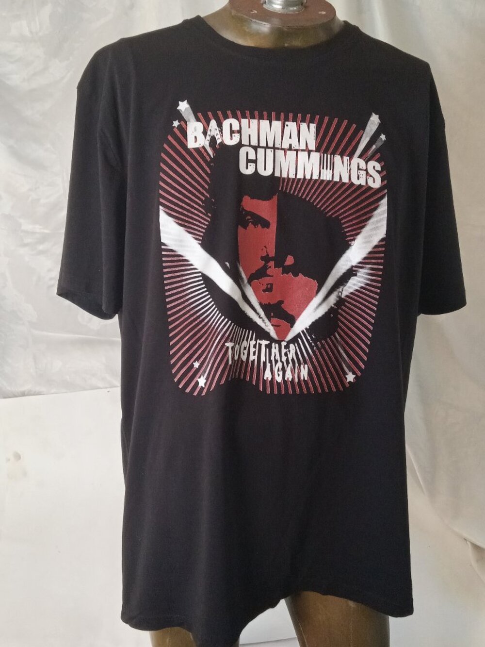 Bachman Cummings Together Again Concert Tour T-shirt Mens 2 XL Black Red 2022